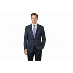 Men Suit BERLUSCONI Italian Wool 180's Pin Stripe One Button Peak UGS95-01 Navy