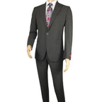 Men Suit BERLUSCONI Italian Wool 180's Pin Stripe One Button Peak UGS95-03 Gray
