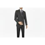 Men Suit BERLUSCONI Italian Wool 180's Pin Stripe One Button Peak UGS95-03 Gray