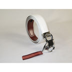 Mens VALENTINI Leather Track Belt Adjustable Removable Buckle V506S White