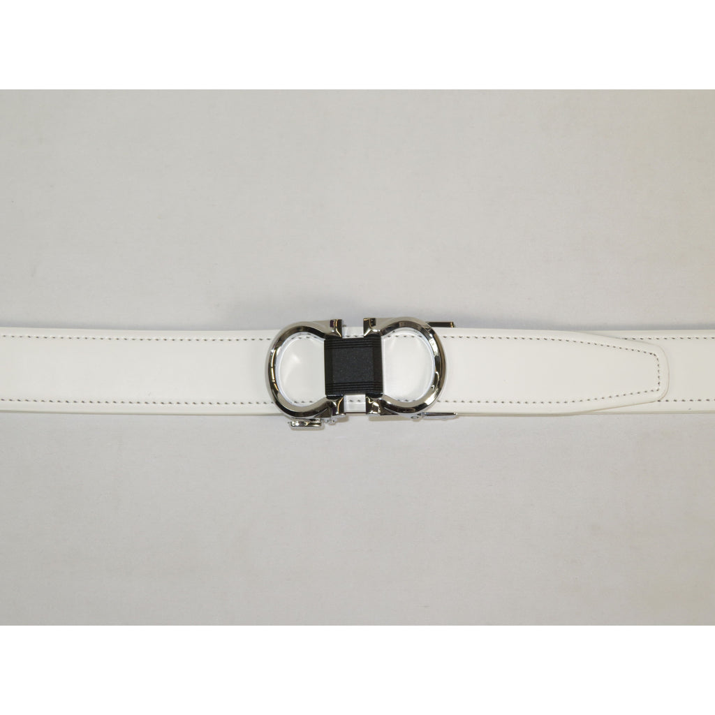 Mens VALENTINI Leather Track Belt Adjustable Removable Buckle V506S White