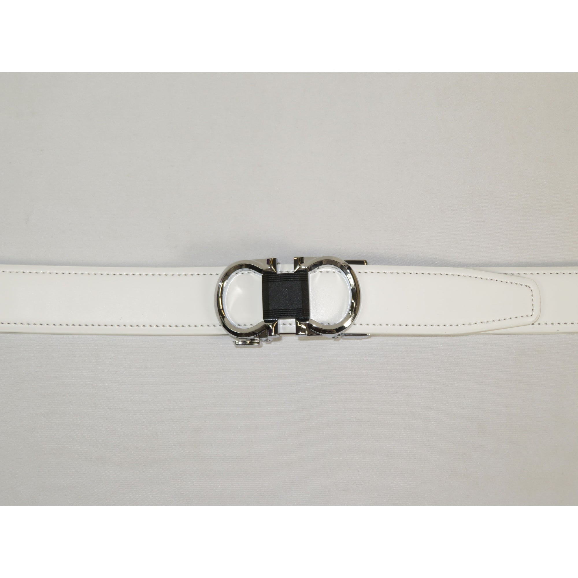 Mens VALENTINI Leather Track Belt Adjustable Removable Buckle V506S White