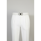Mens VALENTINI Leather Track Belt Adjustable Removable Buckle V506S White