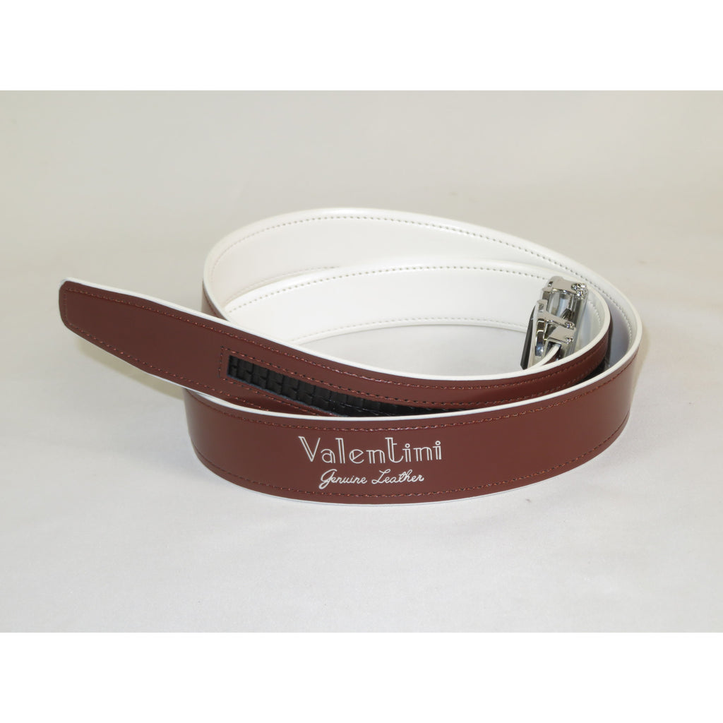 Mens VALENTINI Leather Track Belt Adjustable Removable Buckle V506S White
