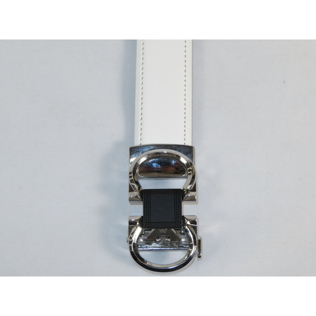 Mens VALENTINI Leather Track Belt Adjustable Removable Buckle V506S White