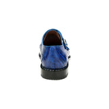 Belvedere Valiente Men's Shoes Ostrich Leg Double Monk Antique Blue