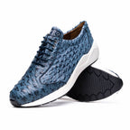 Marco Di Milano Genuine Ostrich Skin Luxury Sneaker Shoes Varenna Blue Jeans
