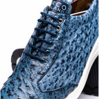 Marco Di Milano Genuine Ostrich Skin Luxury Sneaker Shoes Varenna Blue Jeans