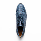 Marco Di Milano Genuine Ostrich Skin Luxury Sneaker Shoes Varenna Blue Jeans