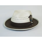 Men's Bruno Capelo 2-Tone Straw Fedora Hat CASANOVA CV893 Ivory/brown