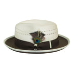 Men's Bruno Capelo 2-Tone Straw Fedora Hat CASANOVA CV893 Ivory/brown