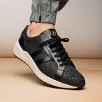 sueded Snake and classic calfskin fashion sneaker Shoes Verona Black