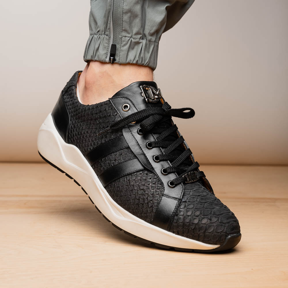 sueded Snake and classic calfskin fashion sneaker Shoes Verona Black
