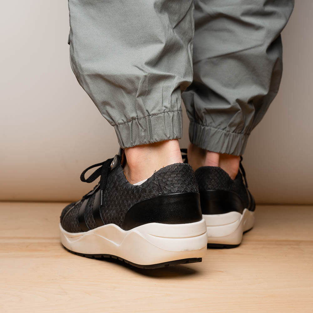 sueded Snake and classic calfskin fashion sneaker Shoes Verona Black
