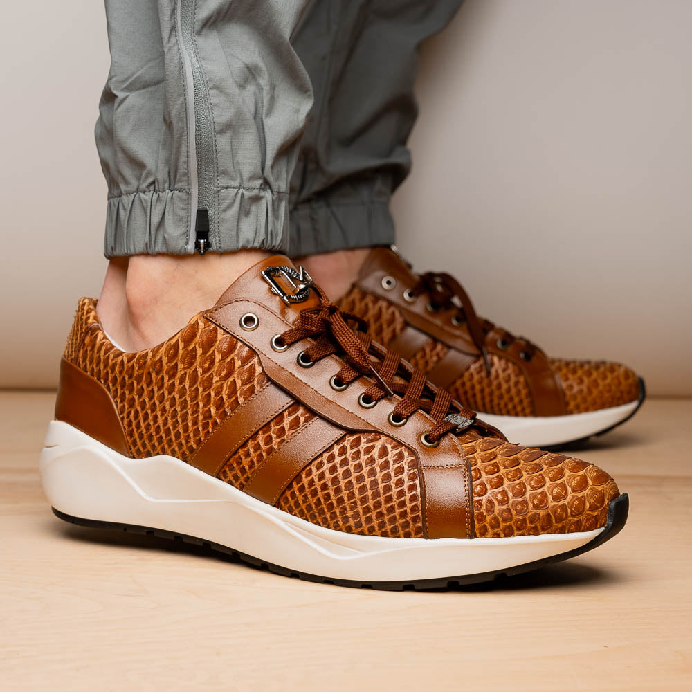 Hand painted genuine Snake calfskin Verona Honey