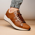 Hand painted genuine Snake calfskin Verona Honey