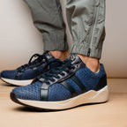 Hand-painted genuine Snake and calfskin Sneaker Shoes Verona Navy