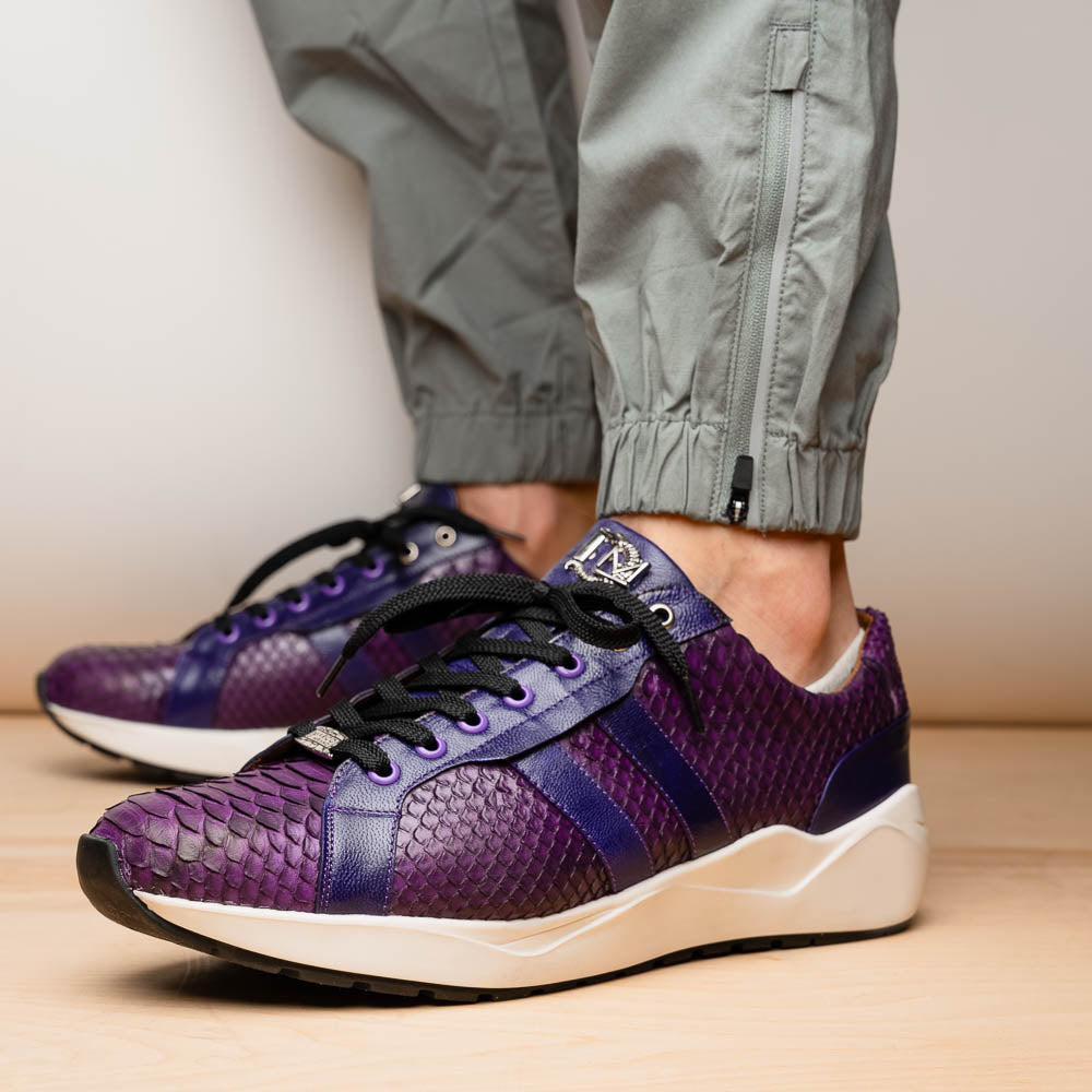 sueded Snake and classic calfskin fashion sneaker Shoes Verona Purple