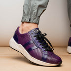 sueded Snake and classic calfskin fashion sneaker Shoes Verona Purple