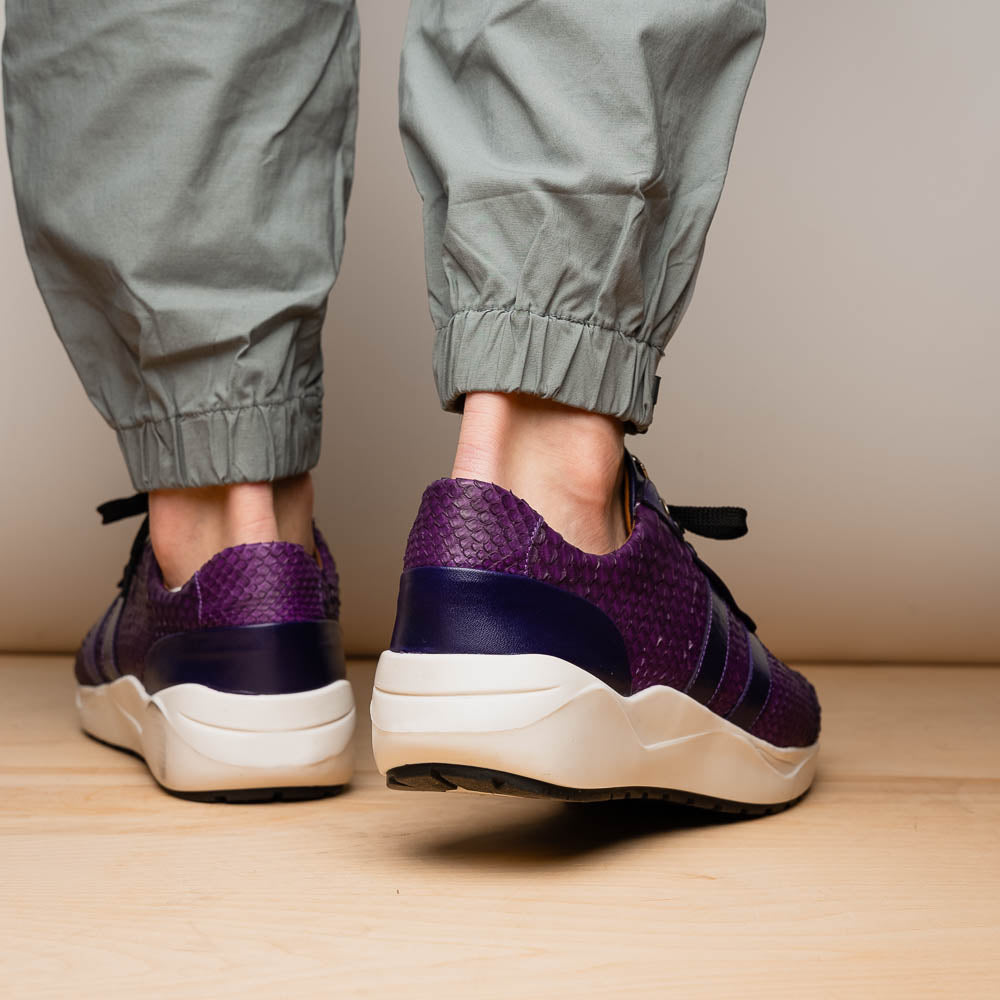 sueded Snake and classic calfskin fashion sneaker Shoes Verona Purple