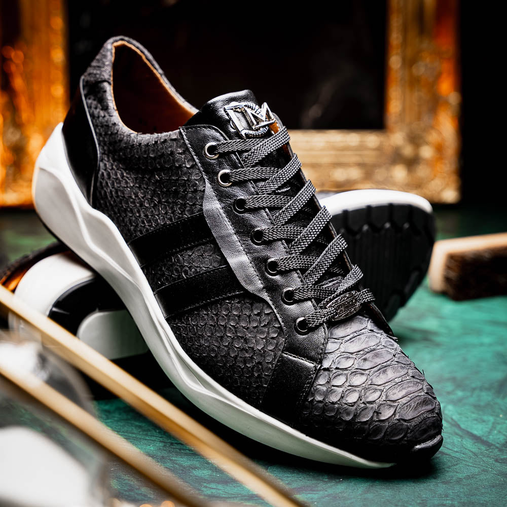 sueded Snake and classic calfskin fashion sneaker Shoes Verona Black
