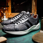 sueded Snake and classic calfskin fashion sneaker Shoes Verona Black