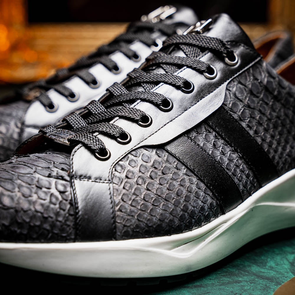 sueded Snake and classic calfskin fashion sneaker Shoes Verona Black
