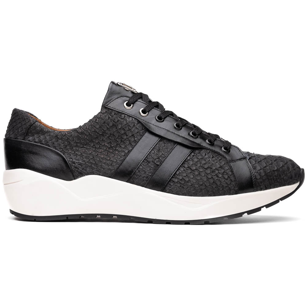 sueded Snake and classic calfskin fashion sneaker Shoes Verona Black