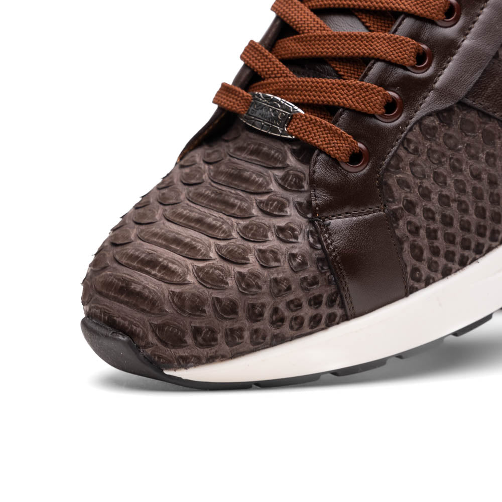 Hand painted genuine Snake and calfskin Sneaker Shoes Verona Brown