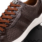 Hand painted genuine Snake and calfskin Sneaker Shoes Verona Brown