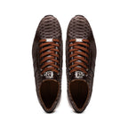 Hand painted genuine Snake and calfskin Sneaker Shoes Verona Brown