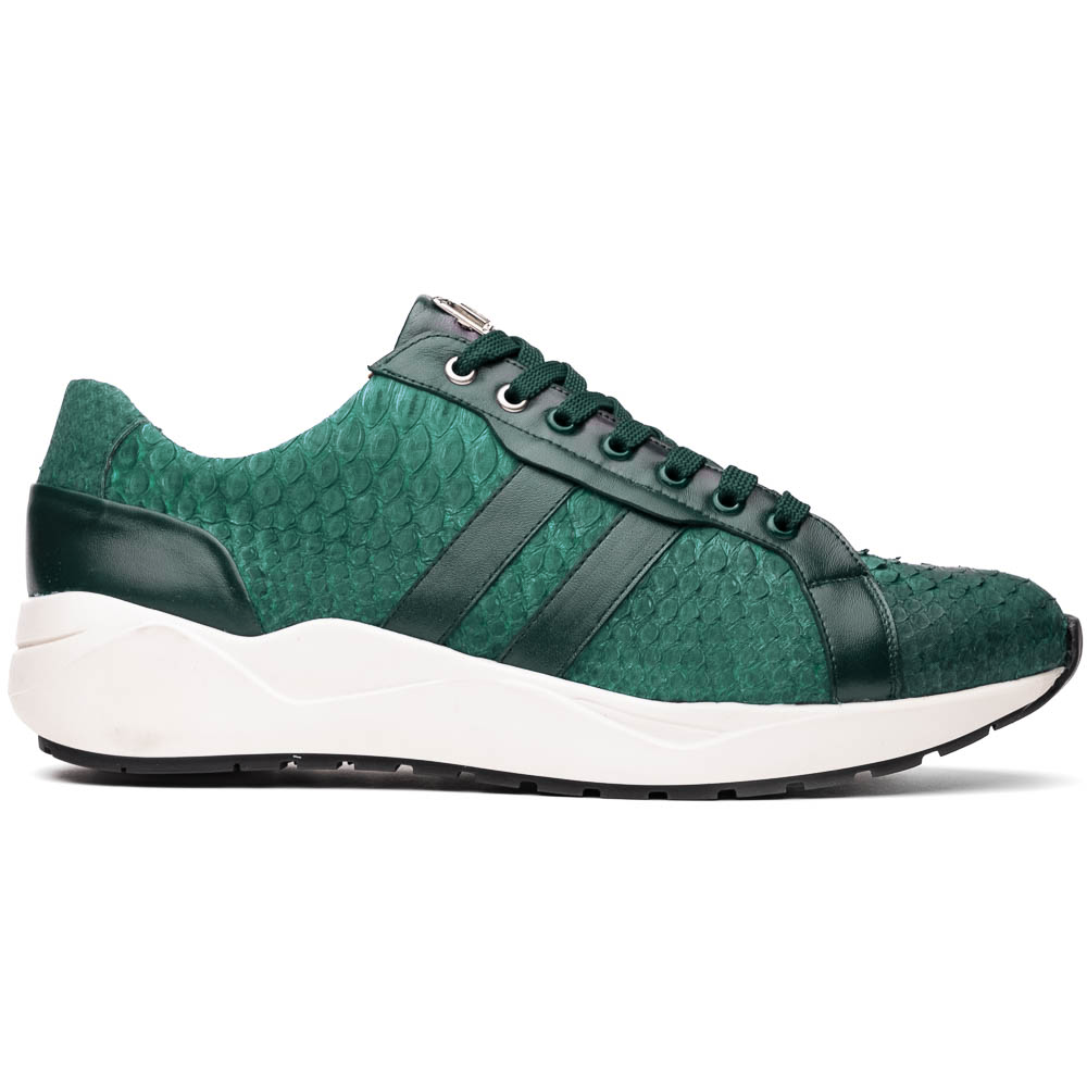 Hand painted genuine Snake and calfskin Sneaker Shoes Verona Green