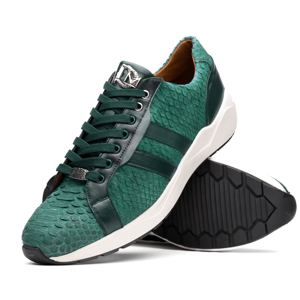 Hand painted genuine Snake and calfskin Sneaker Shoes Verona Green