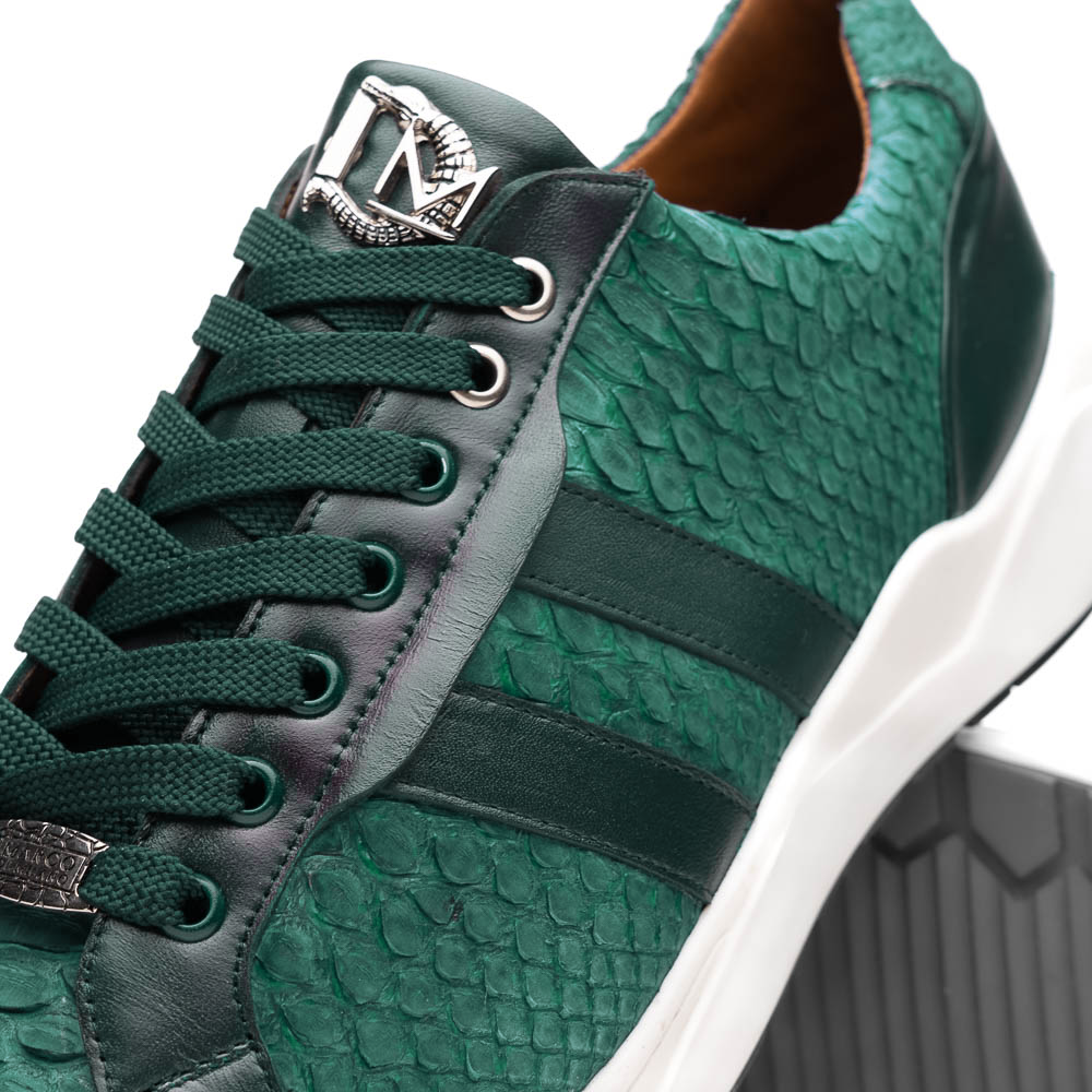 Hand painted genuine Snake and calfskin Sneaker Shoes Verona Green
