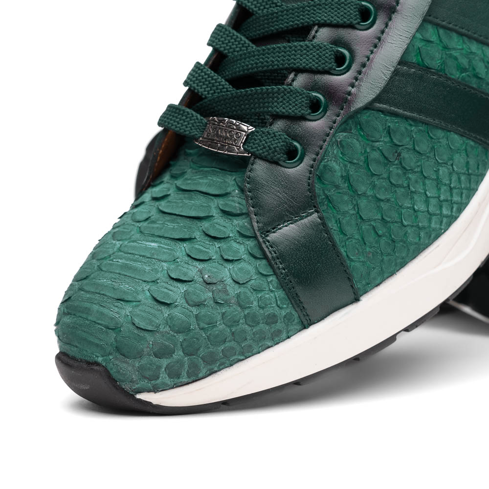 Hand painted genuine Snake and calfskin Sneaker Shoes Verona Green