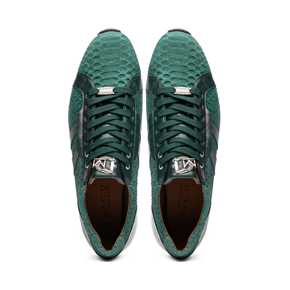 Hand painted genuine Snake and calfskin Sneaker Shoes Verona Green