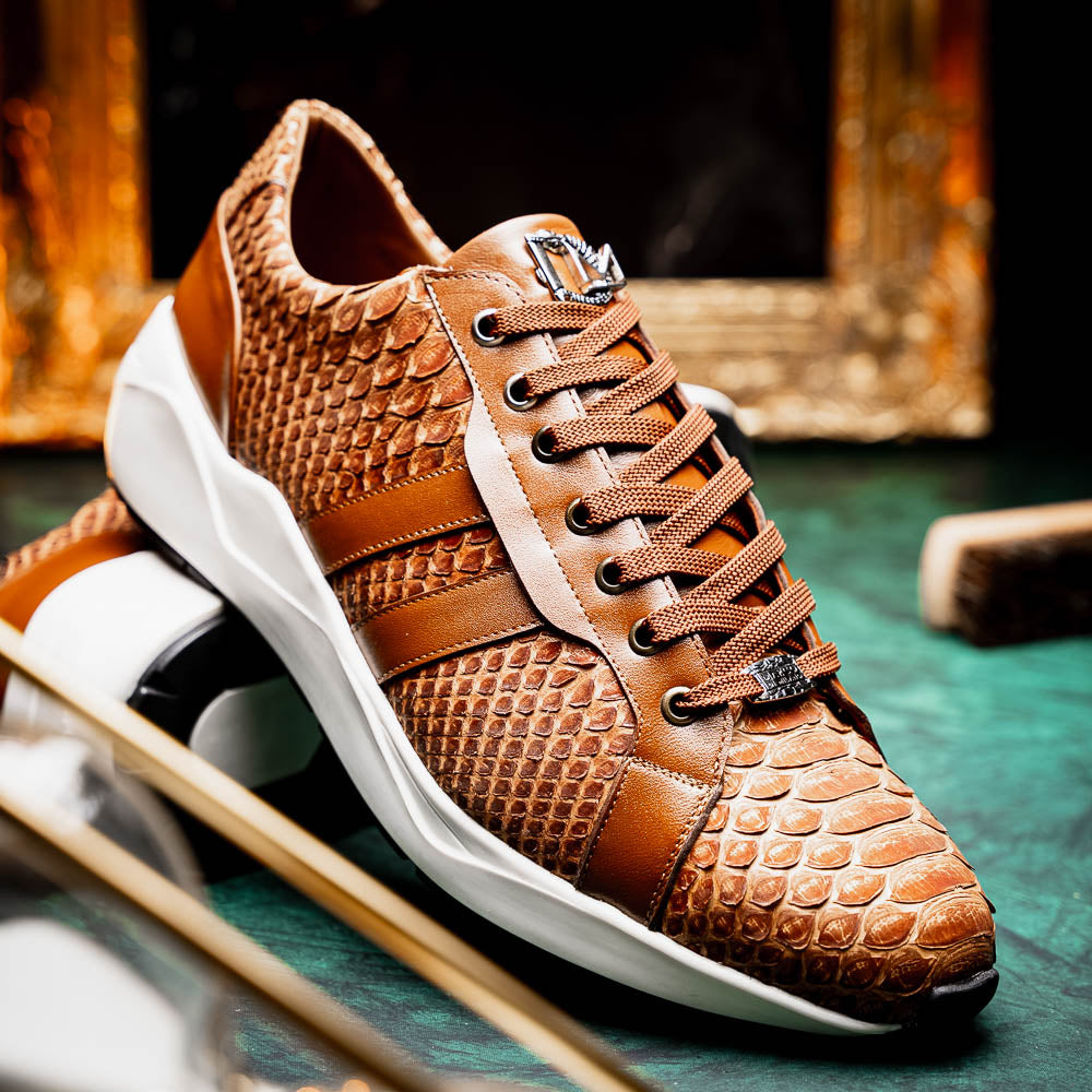 Hand painted genuine Snake calfskin Verona Honey