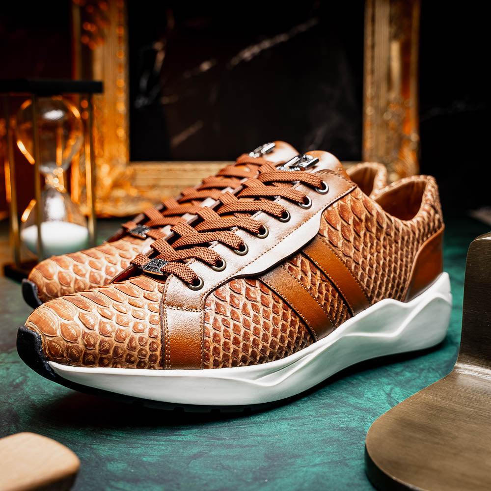 Hand painted genuine Snake calfskin Verona Honey