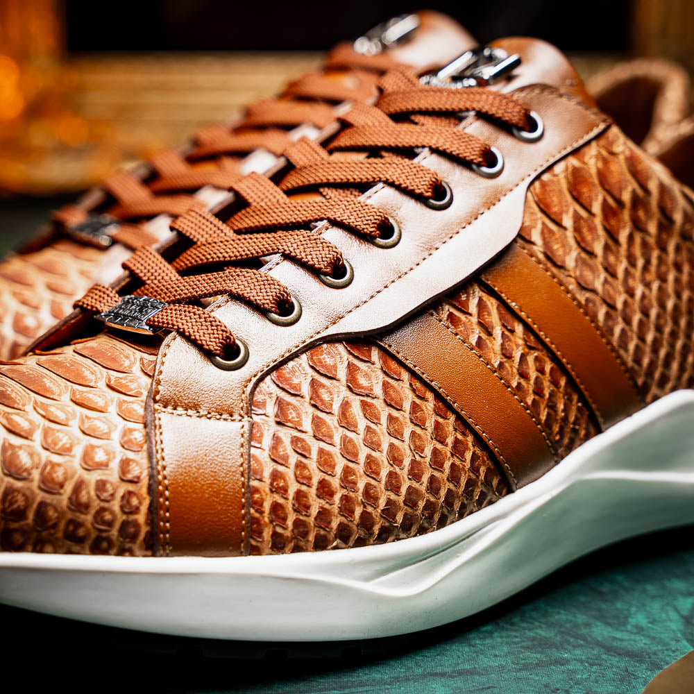 Hand painted genuine Snake calfskin Verona Honey