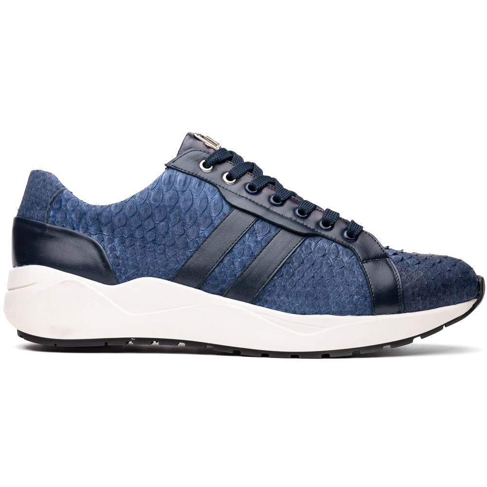 Hand-painted genuine Snake and calfskin Sneaker Shoes Verona Navy