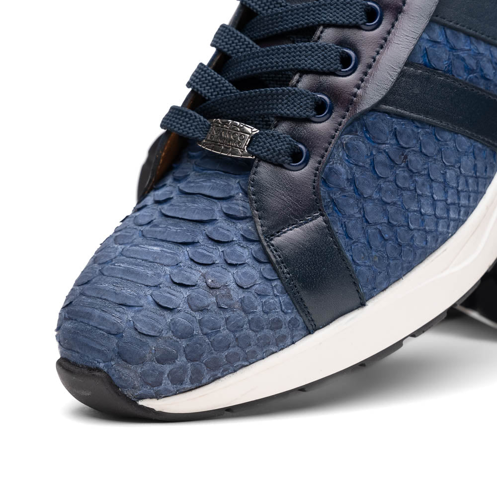 Hand-painted genuine Snake and calfskin Sneaker Shoes Verona Navy