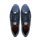 Hand-painted genuine Snake and calfskin Sneaker Shoes Verona Navy