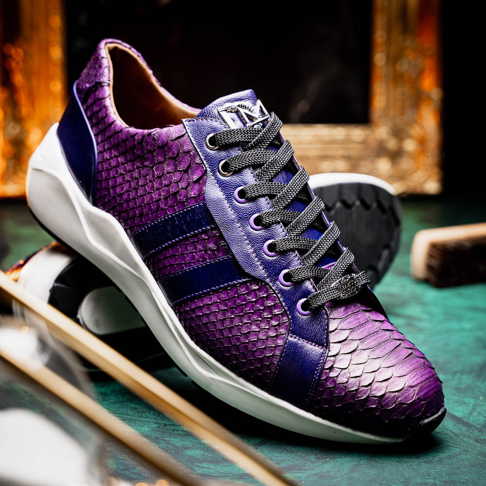 sueded Snake and classic calfskin fashion sneaker Shoes Verona Purple