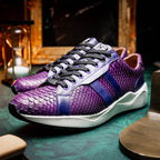 sueded Snake and classic calfskin fashion sneaker Shoes Verona Purple