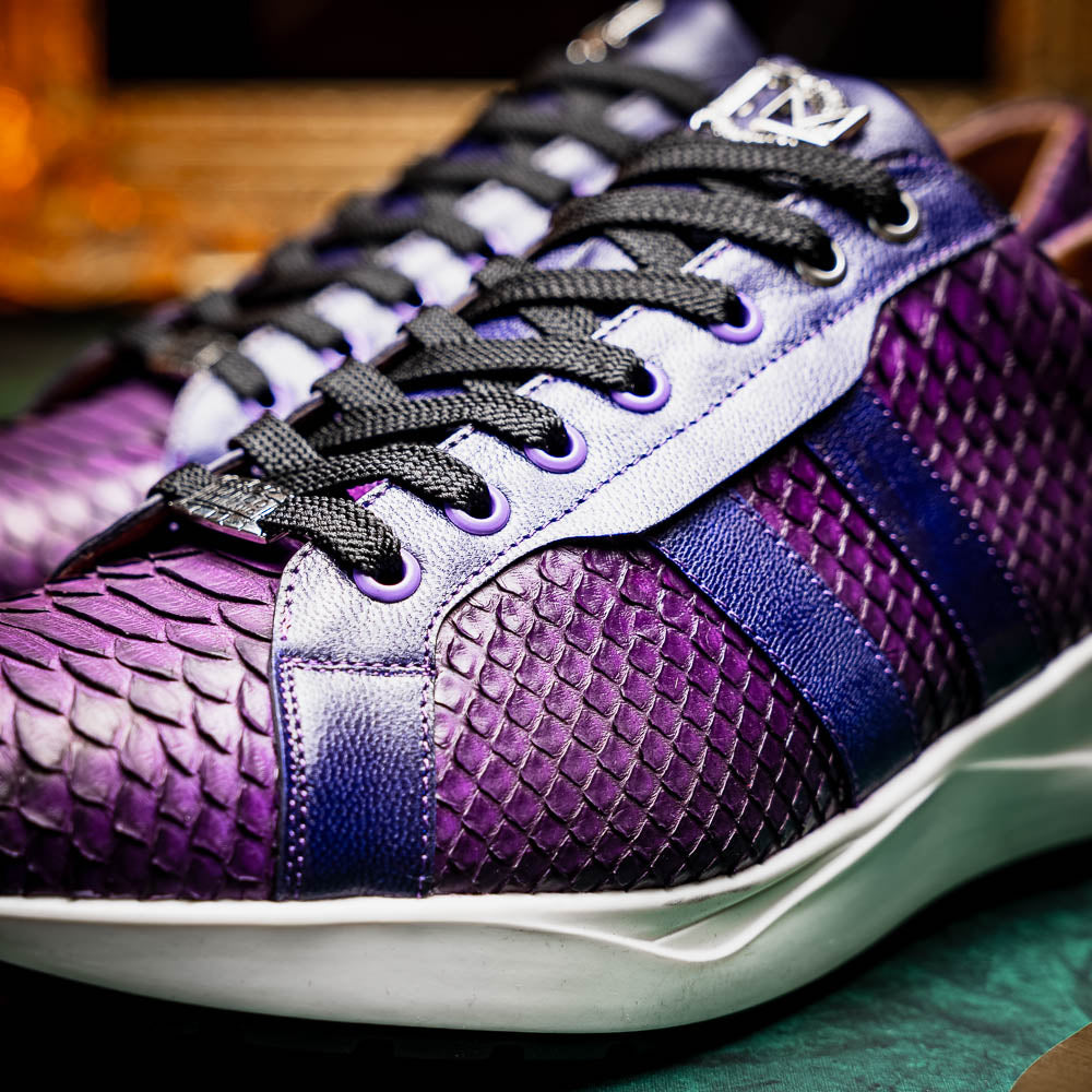 sueded Snake and classic calfskin fashion sneaker Shoes Verona Purple