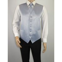 Men's Q Brand Formal Tuxedo Vest Tie and Hankie Satin #10 Gray