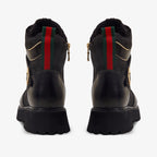 The Boston Black Leather Lace-Up Ankle Women Boot With a Side Zipper