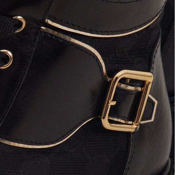 The Boston Black Leather Lace-Up Ankle Women Boot With a Side Zipper