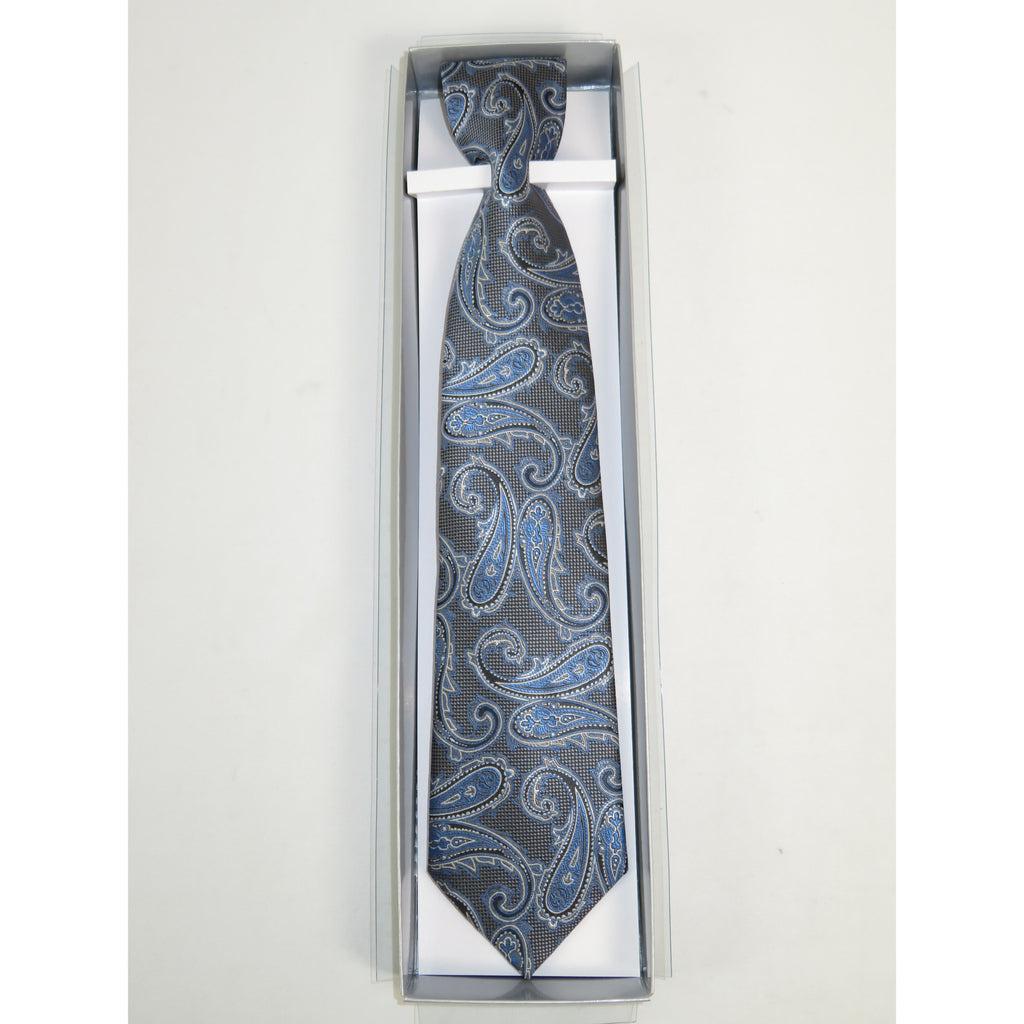 Men's Vito Rofolo From Italy Tie Hankie Gift Boxed 100% Silk VR-27 Blue Paisely