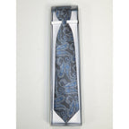 Men's Vito Rofolo From Italy Tie Hankie Gift Boxed 100% Silk VR-27 Blue Paisely
